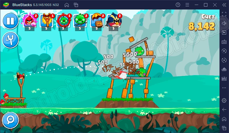Игровой интерфейс Angry Birds