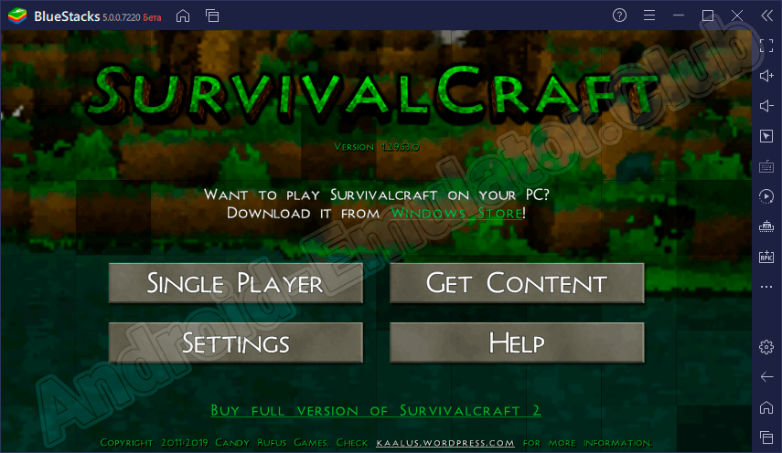 Начало игры Survivalcraft на ПК